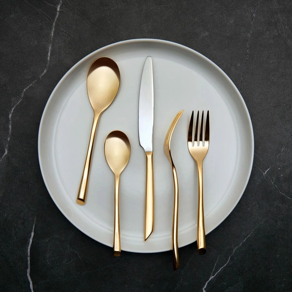 Coupon 🔥 Towle® Living Wave Forged Satin Gold 20 Piece Flatware Set, Service for 4 🔥 - Image 2