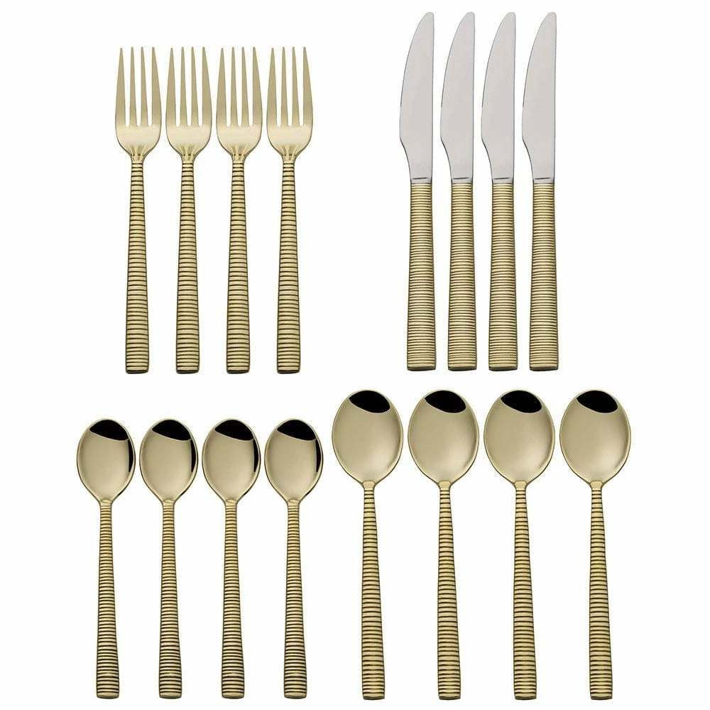 New 😀 Towle® Living Abbott Gold Plated 16 Piece Flatware Set, Service for 4 🤩 - Image 4