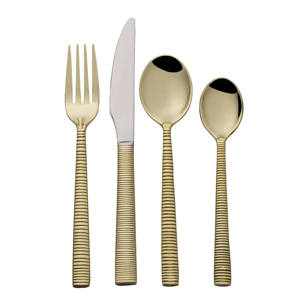 New 😀 Towle® Living Abbott Gold Plated 16 Piece Flatware Set, Service for 4 🤩 - Image 6