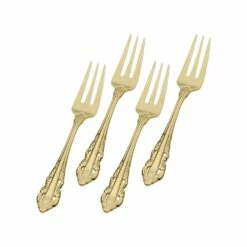Outlet 😀 Wallace® Antique Baroque Gold Plated Set of 4 Appetizer Forks 👍