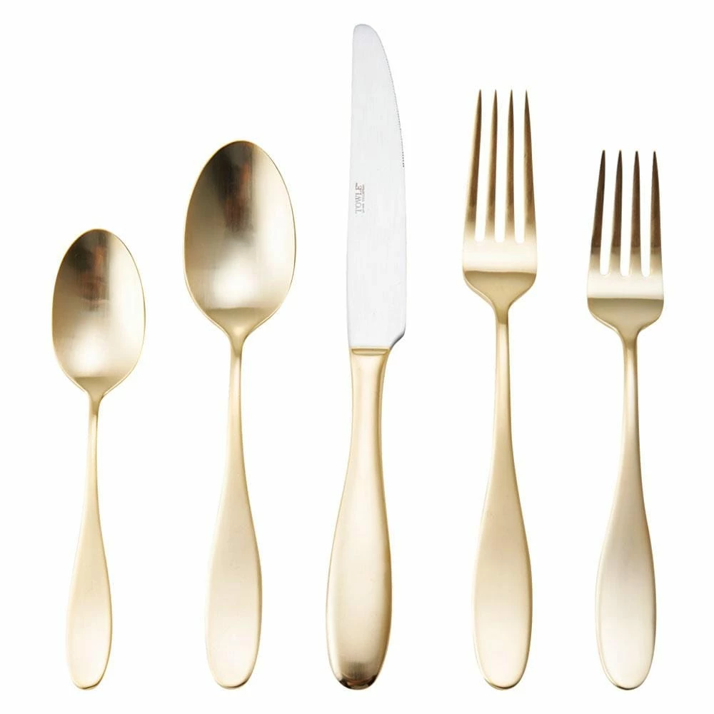 Hot Sale 🎁 Towle® Living Ashwell Gold Plated 20 Piece Flatware Set, Service for 4 👍