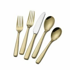 New ⭐ Mikasa® Delano Gold Plated 20 Piece Flatware Set, Service for 4 ✨