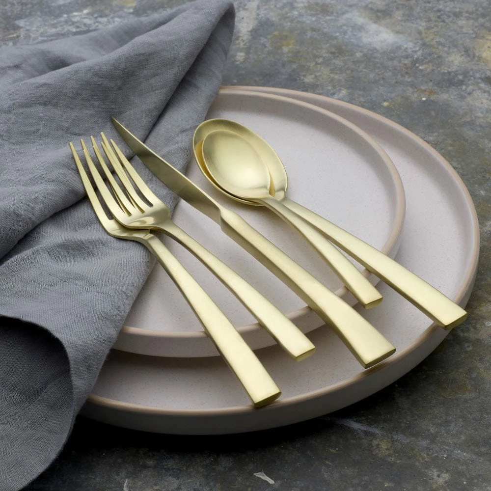 Best Pirce 🧨 Mikasa® Forged Petra Satin Gold 20 Piece Flatware Set, Service for 4 ⌛ - Image 2