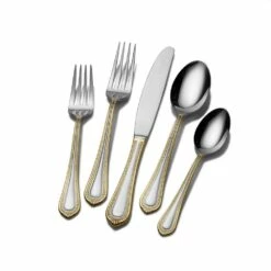 Best deal ✨ Mikasa® Regent Bead Gold 65 Piece Flatware Set, Service for 12 🧨