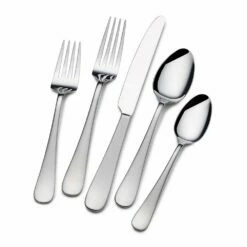 Hot Sale ✨ Gourmet Basics® Satin Symmetry 45 Piece Flatware Set, Service for 8 🎁