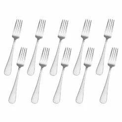 Budget ⭐ Gourmet Basics® Satin Symmetry Set of 10 Dinner Forks 🔔