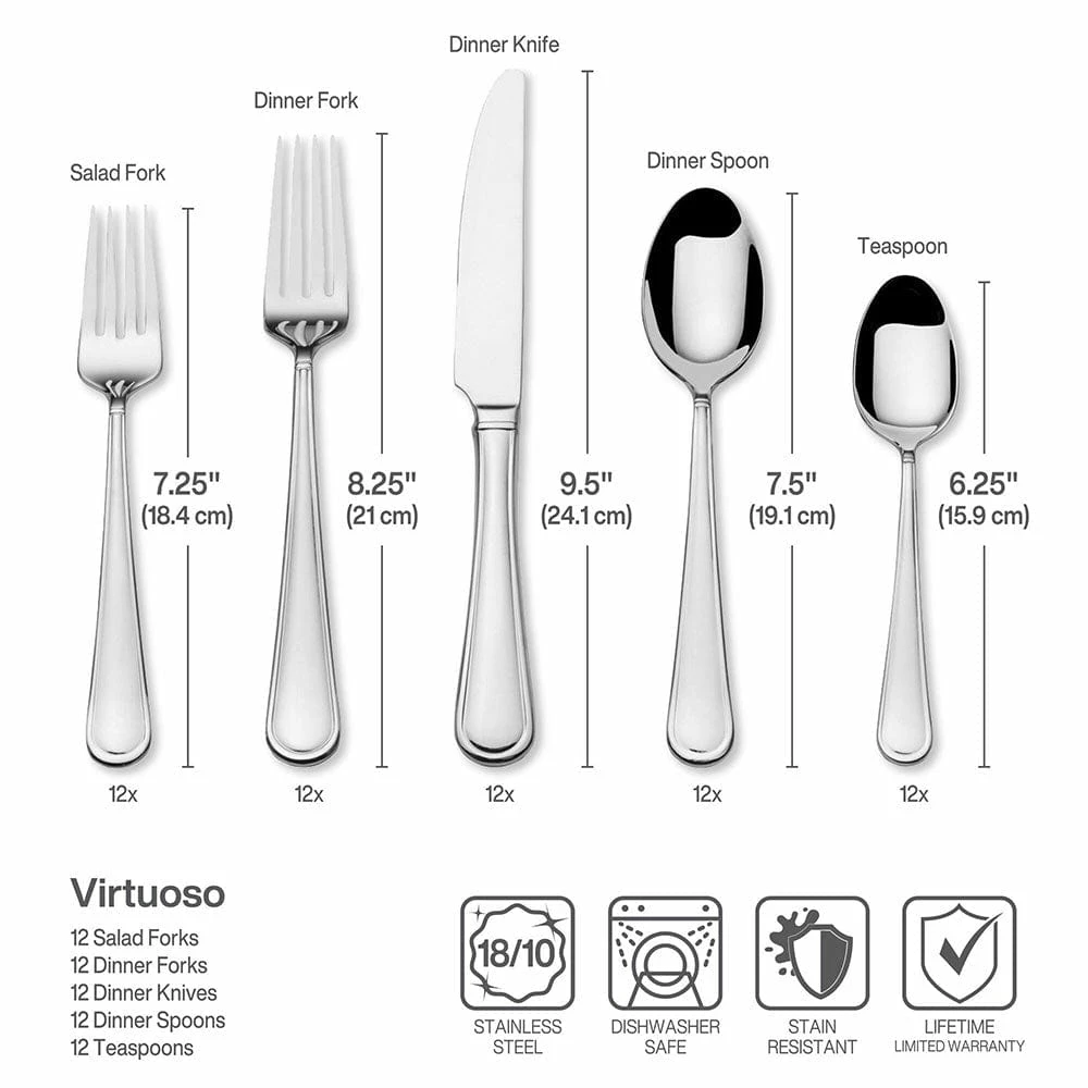 New 👏 Mikasa® Virtuoso 65 Piece Flatware Set, Service for 12 🤩 - Image 4