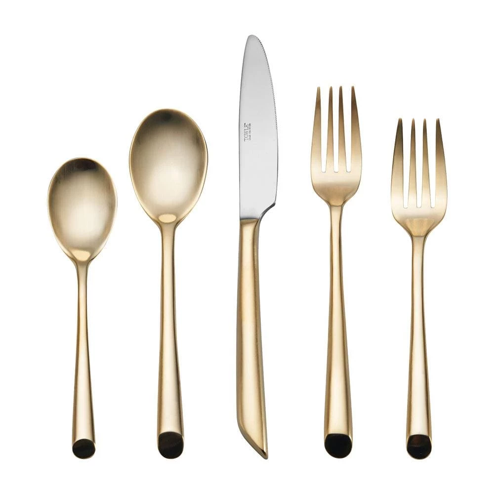 Coupon 🔥 Towle® Living Wave Forged Satin Gold 20 Piece Flatware Set, Service for 4 🔥