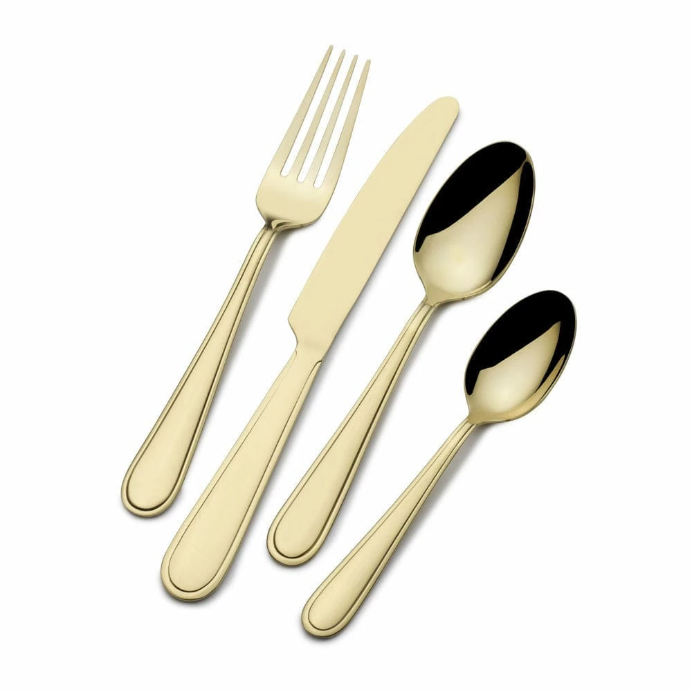Deals 🤩 Gourmet Basics® Westfield Satin Champagne Gold 16 Piece Flatware Set, Service for 4 👏