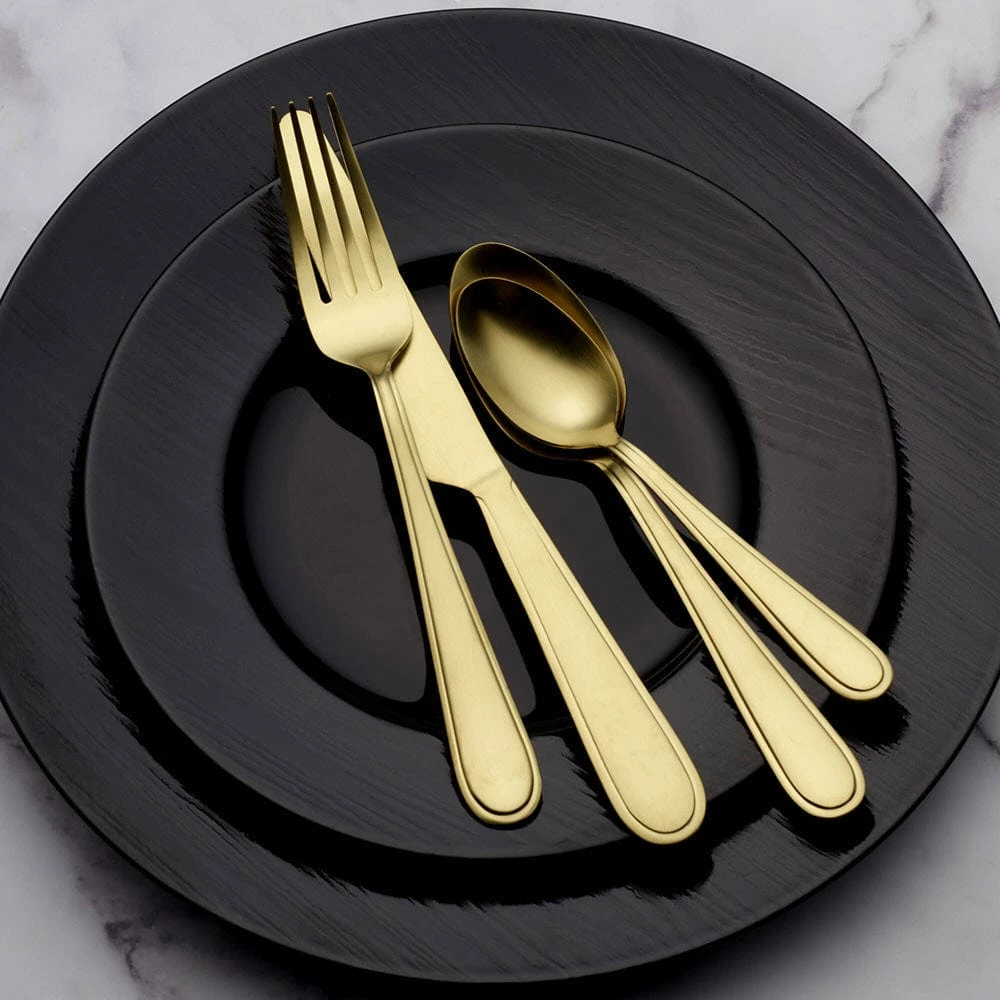 Deals 🤩 Gourmet Basics® Westfield Satin Champagne Gold 16 Piece Flatware Set, Service for 4 👏 - Image 2