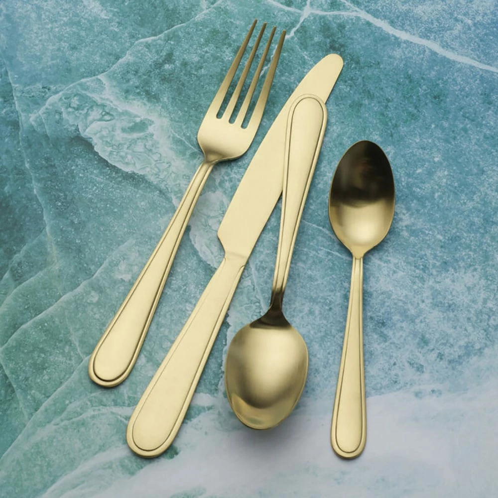 Deals 🤩 Gourmet Basics® Westfield Satin Champagne Gold 16 Piece Flatware Set, Service for 4 👏 - Image 3