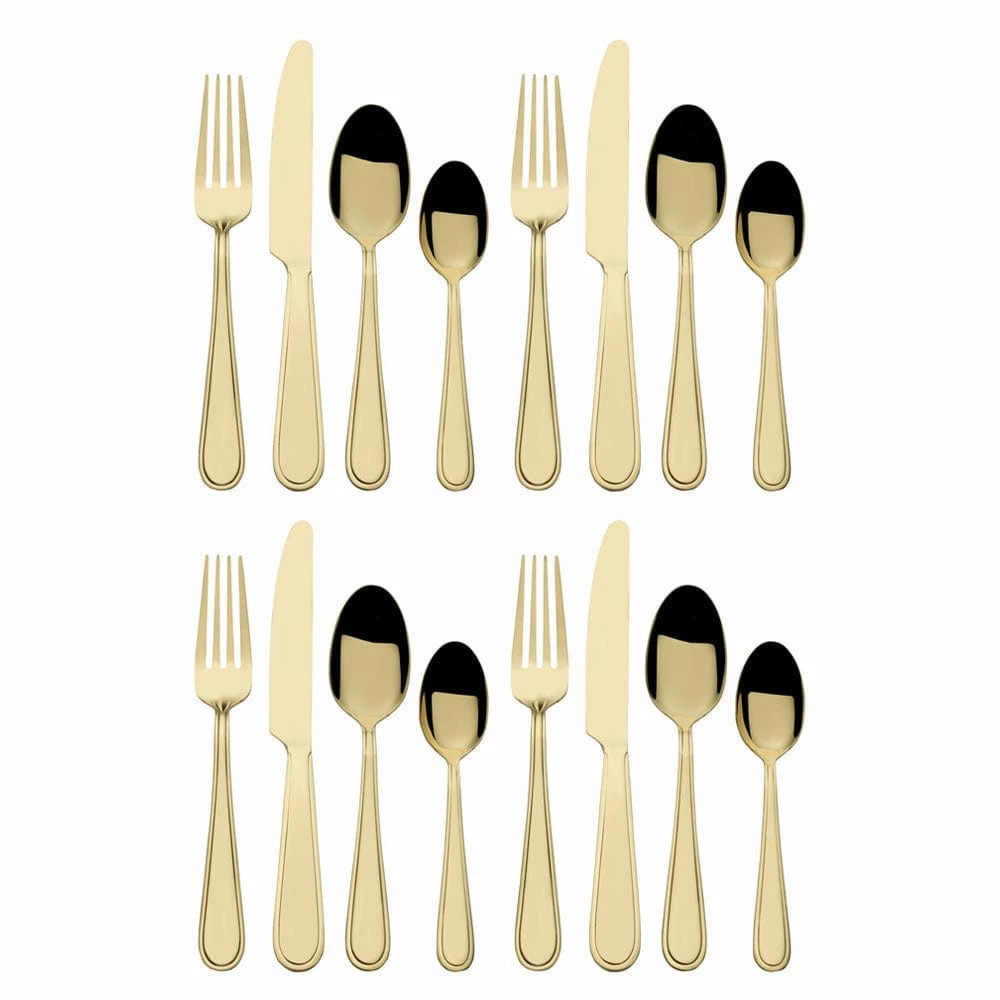 Deals 🤩 Gourmet Basics® Westfield Satin Champagne Gold 16 Piece Flatware Set, Service for 4 👏 - Image 7